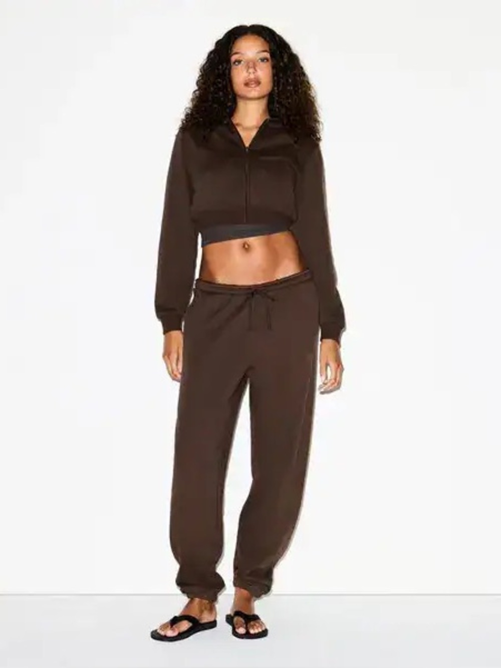 NWT SKIMS Cotton Fleece Jogger in Dark Sepia sz S - RARE